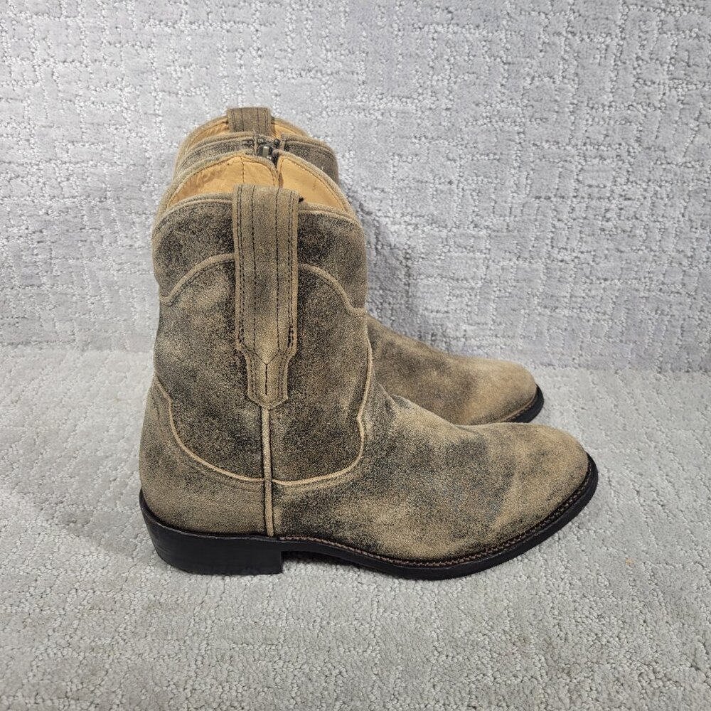 Tecovas The Dean Men's Size US 8EE Taupe Suede Side Zip Western Boots - Picture 3 of 10